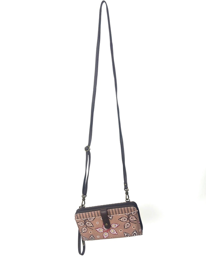 Brown Pattern Crossbody Bag / Wristlet