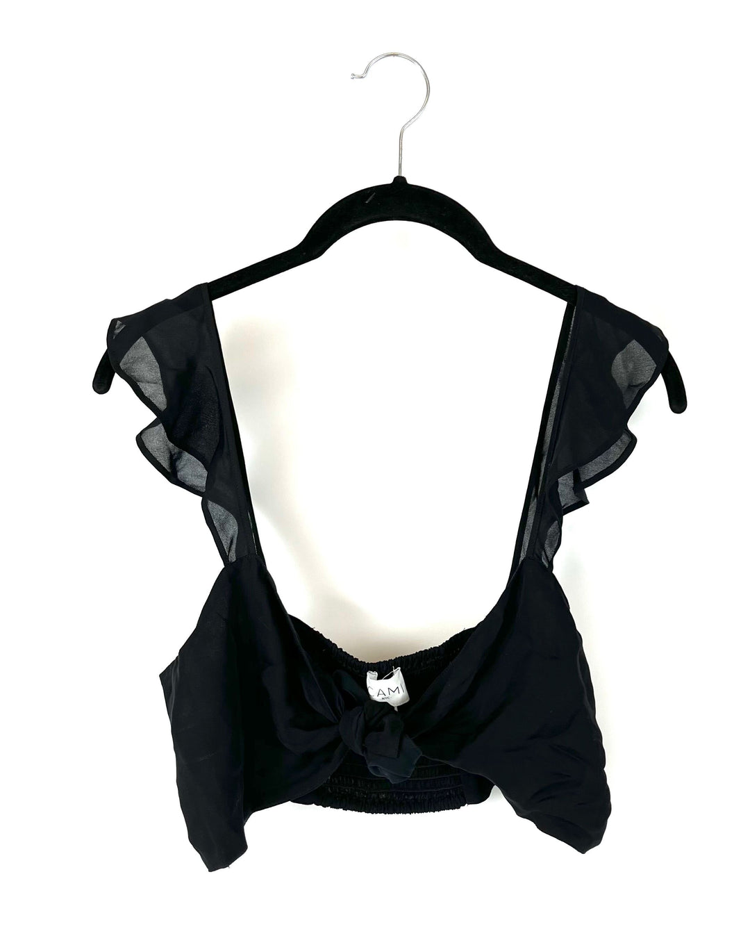 Cropped Black Tie Top - Size 4-6