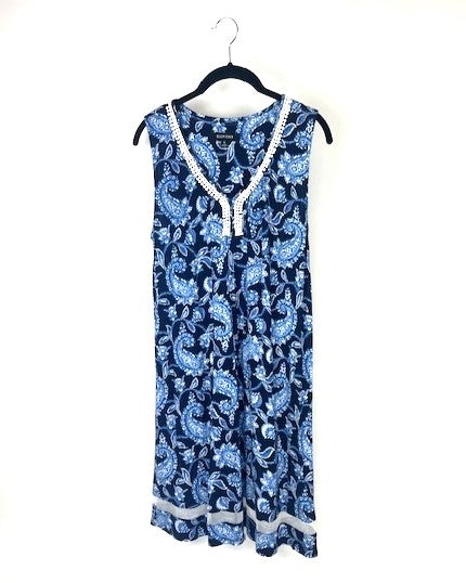 Blue Paisley Lounge Dress - Small