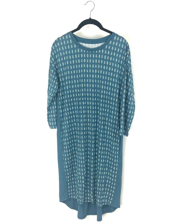 Blue Pattern Soft Dress - Size 2-4