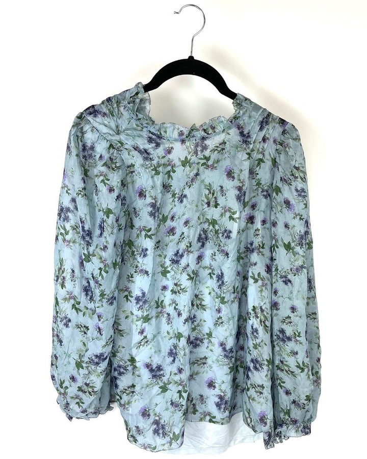 Blue Floral Top - Size 4-6