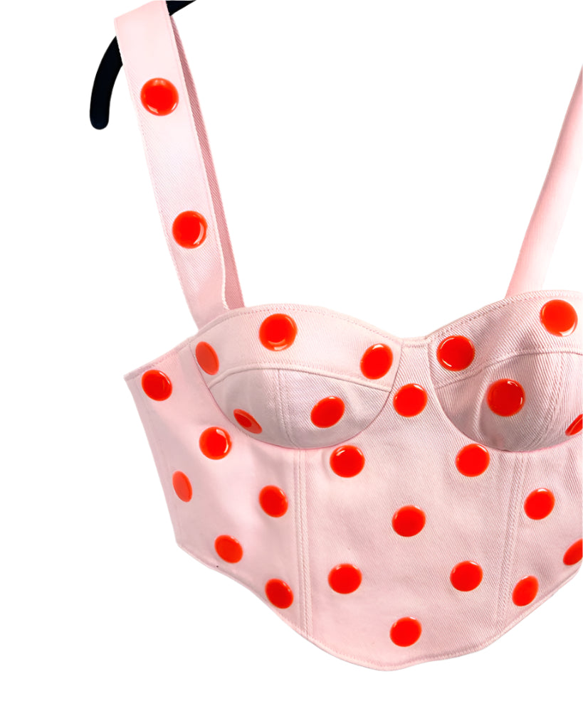 Area Pink Polka Dot Bustier Top - Size 4