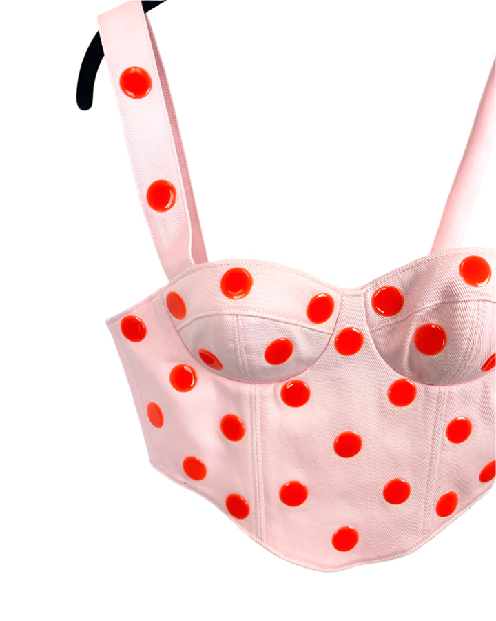 Area Pink Polka Dot Bustier Top - Size 4