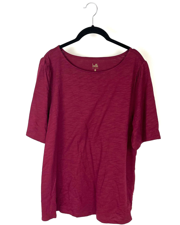 Burgundy Short Sleeve Top - Size 14-16