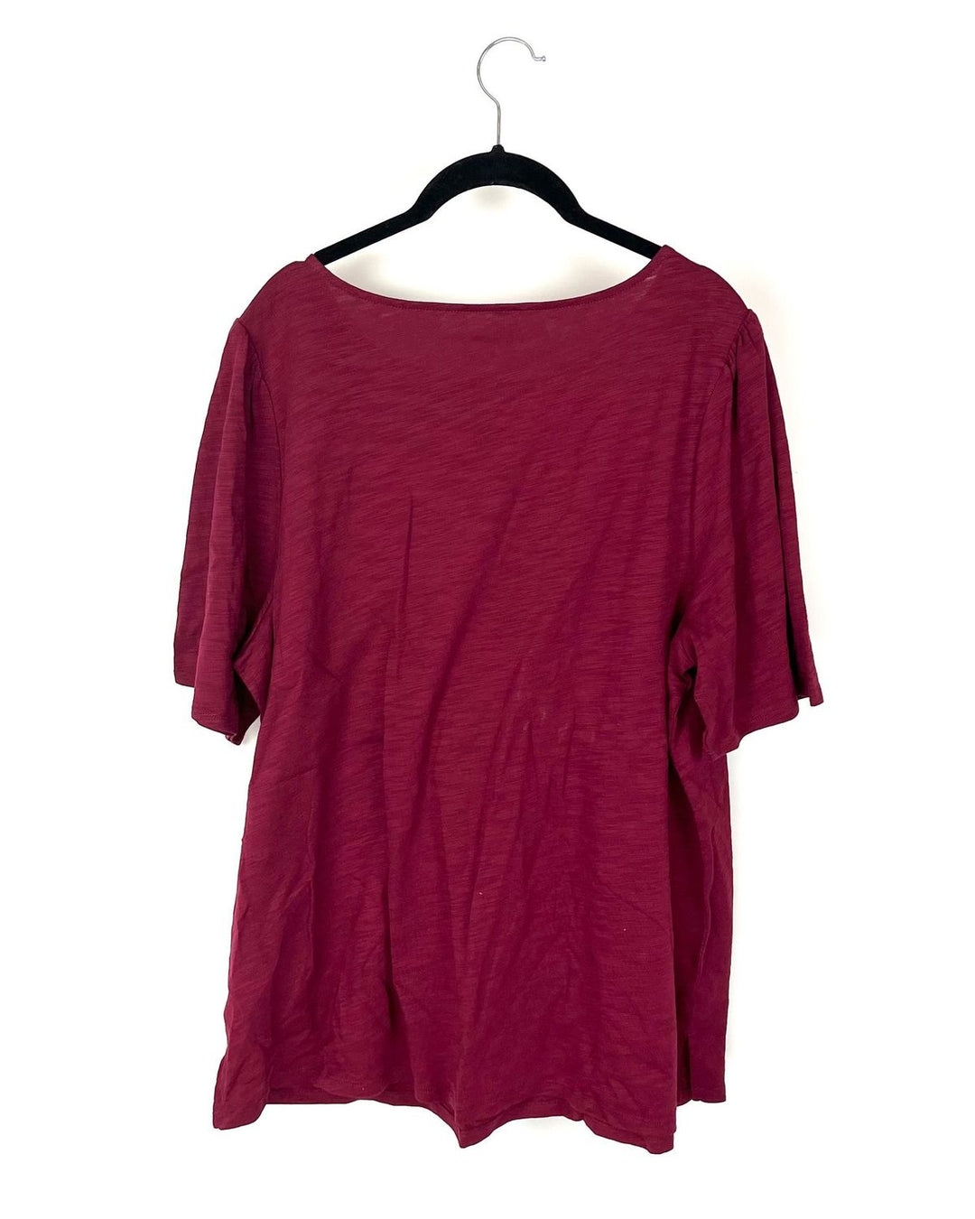 Burgundy Short Sleeve Top - Size 14-16