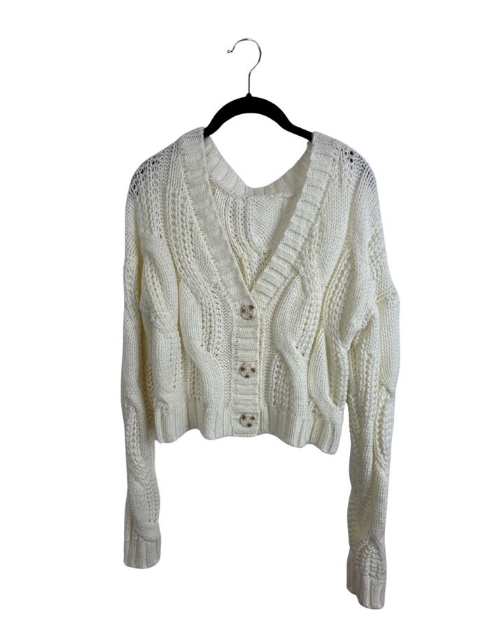Ivory Cropped Cardigan Sweater - Size 4/6
