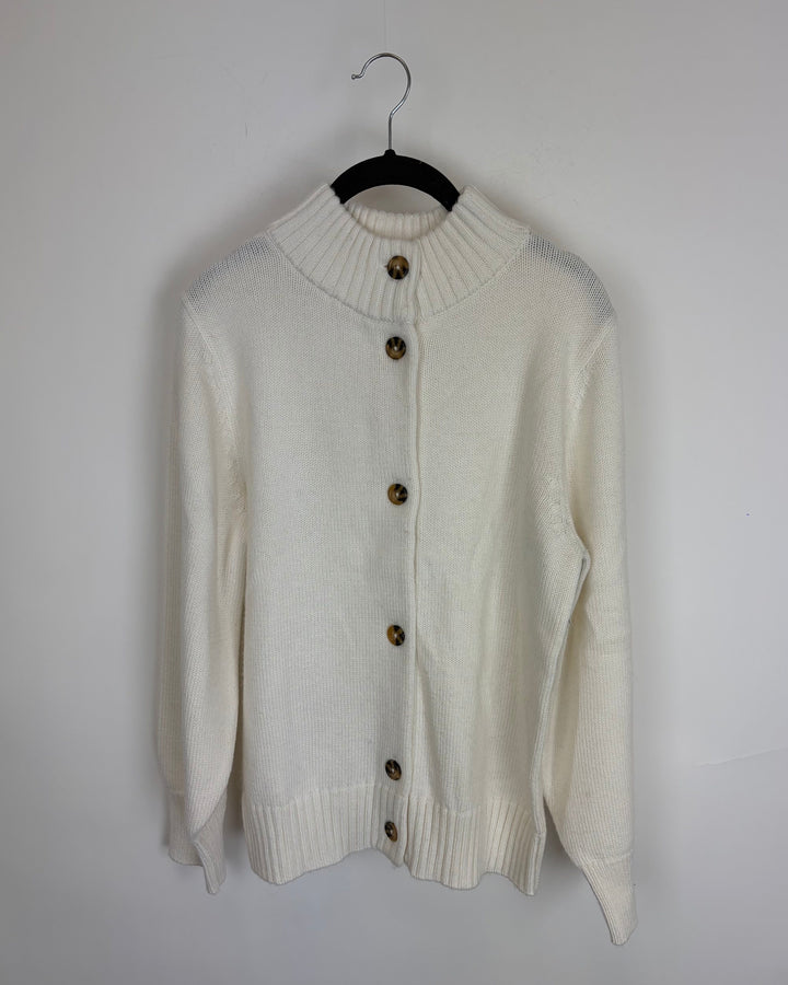 White Button Down Turtle Neck - Size 4/6