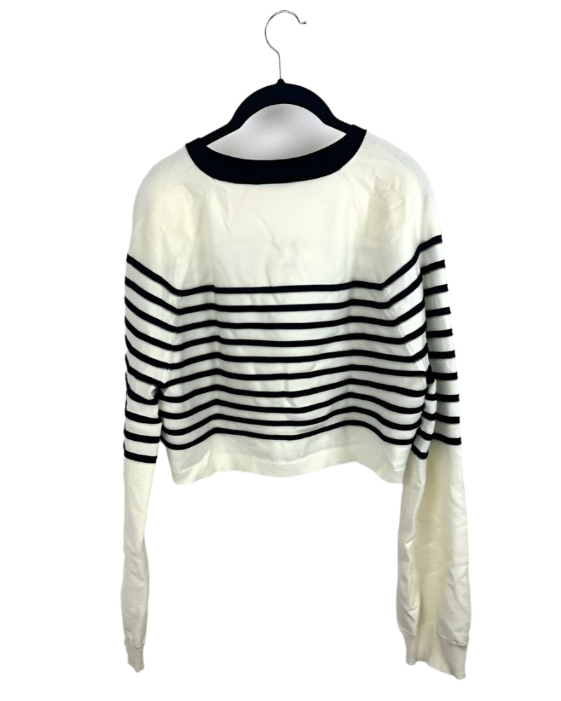 Lovers & Friends Black And White Cropped Striped Sweater - Small