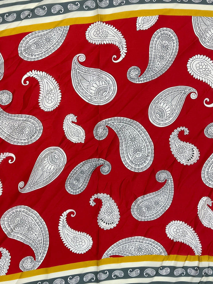 Red, Blue and Grey Abstract Printed Multi Wear Scarf