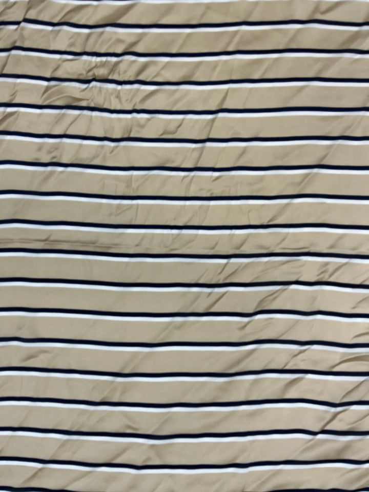 Nude, Navy Blue and White Striped Printed Multi Wear Scarf