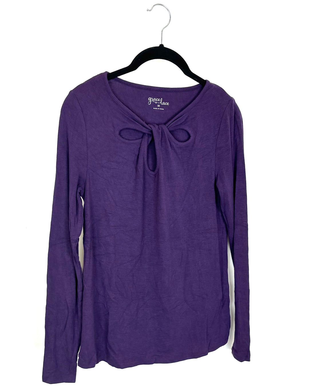 Purple Long Sleeve Tie Top - Size 2/4