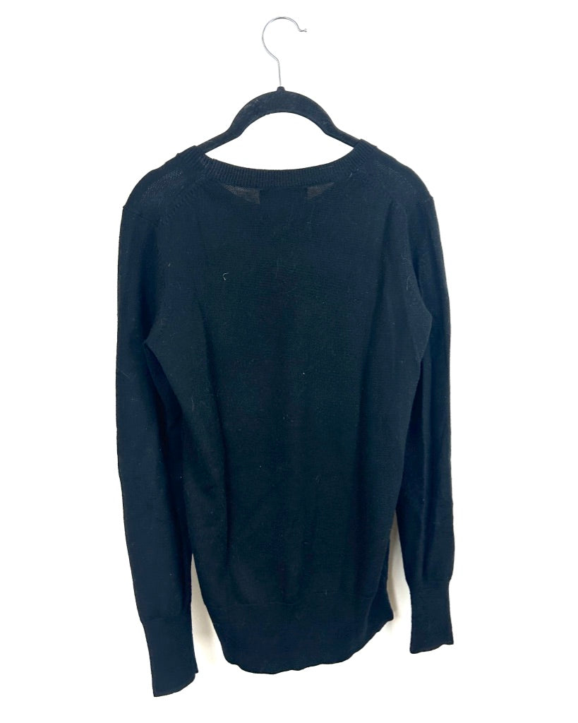 Markus Lupfer Black Sequin Lips Sweater - Small