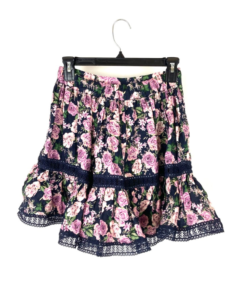 Linen Floral Skirt - Size 4-6