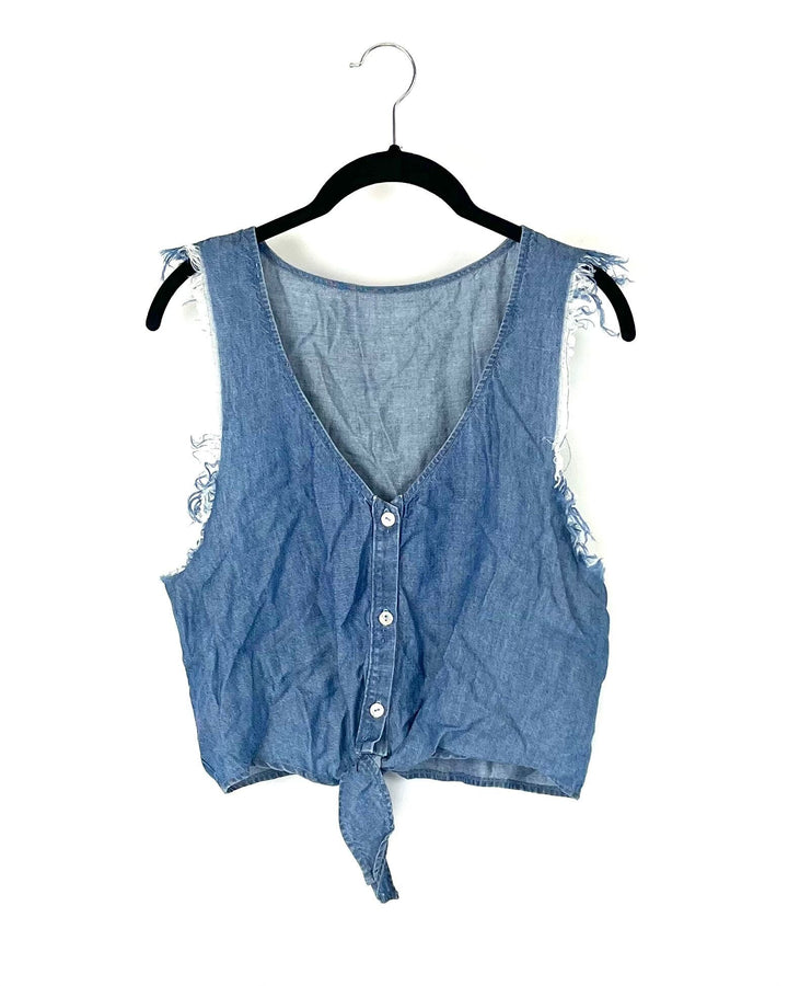 Denim Front Tie Top - Small