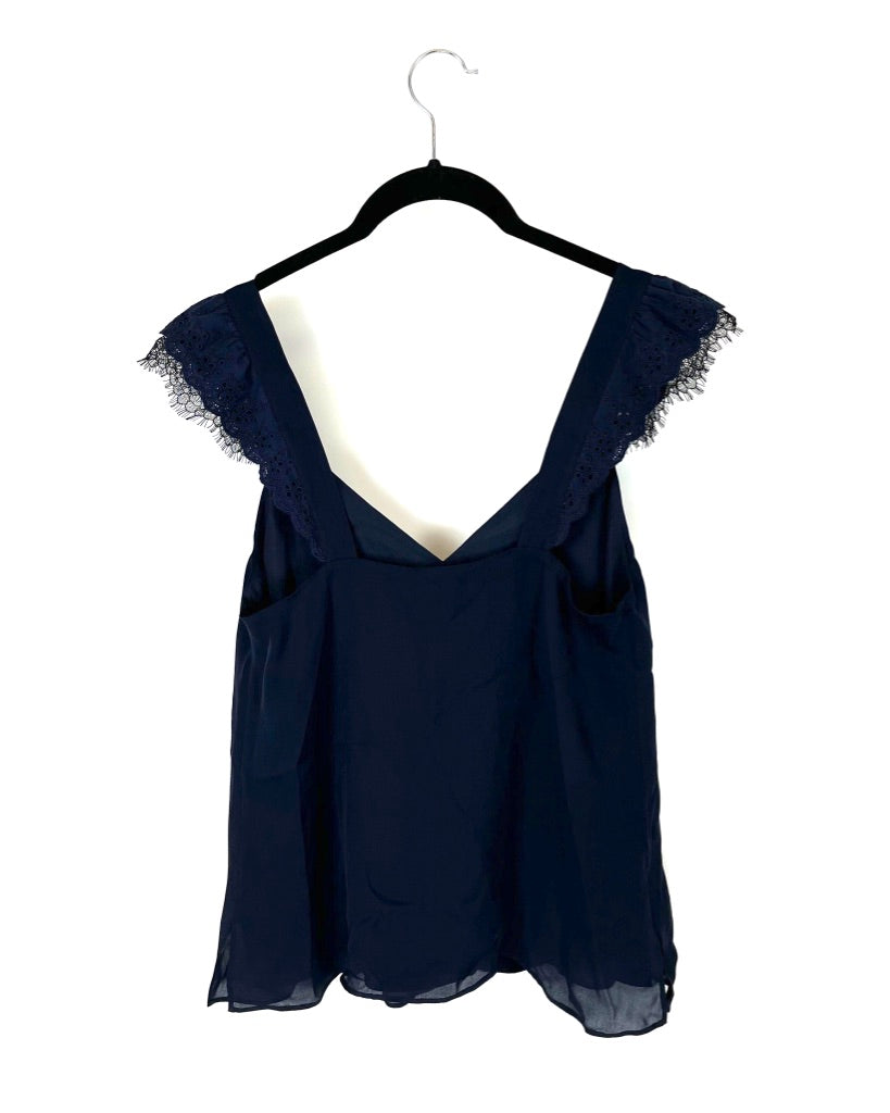 Navy Blue Lace Tank Top - Size 2