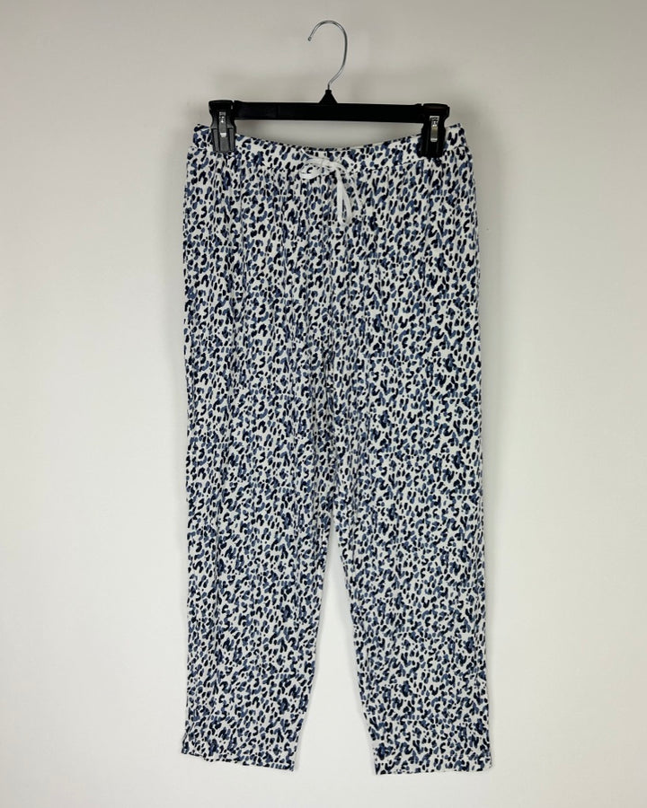 Blue And White Cheetah Print Pajama Pants - Small