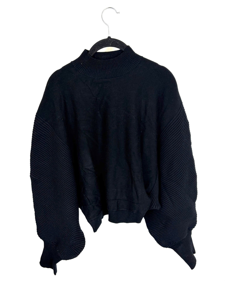 Black Mock Neck Cropped Sweater - Size 6/8