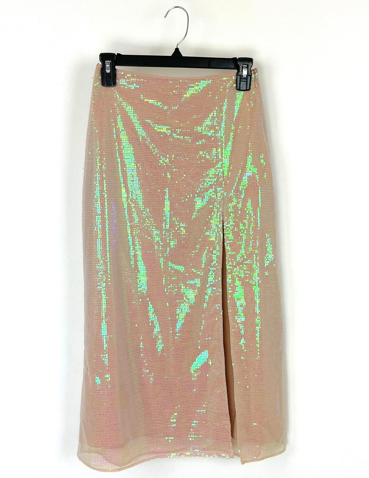 Nude Sequin Skirt - Size 0, 2, and 8