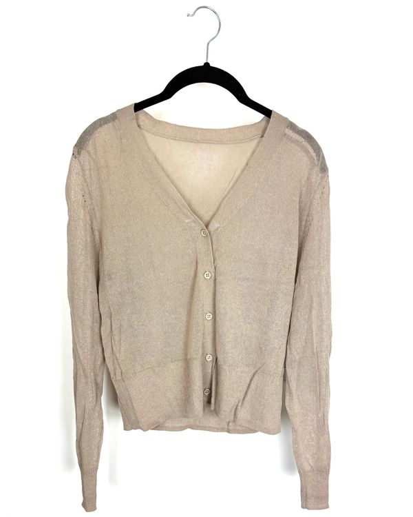 Taupe Brown Sheer Long Sleeve Cardigan - Size 4/6