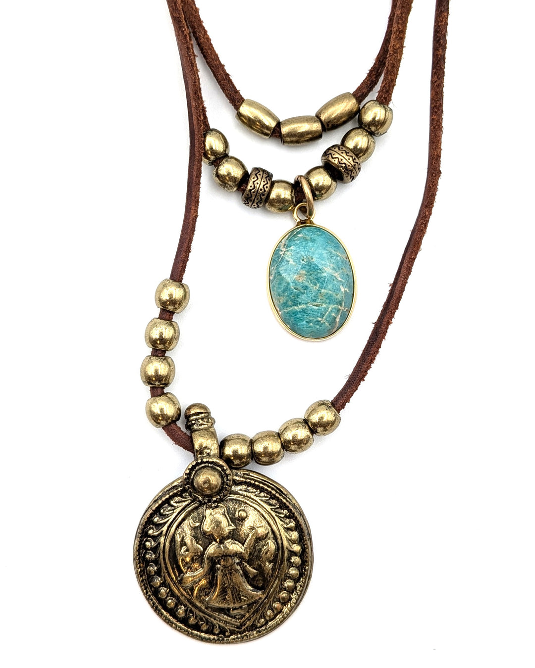 Brown Cord Layered  Necklace