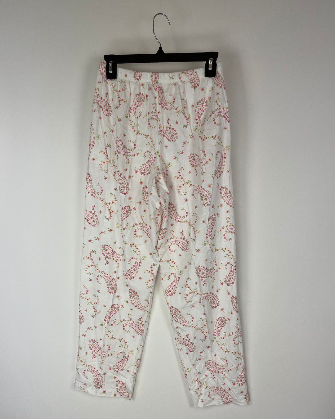 White and Pink Flower Paisley Pajama Set - Small