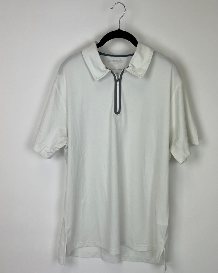 MENS White Collared Short Sleeve Golf Shirt - Size Standard Fit Medium