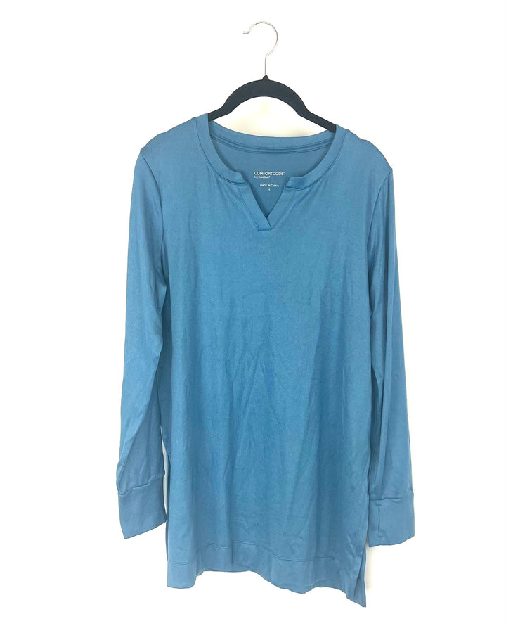 Blue V-Neck Long Sleeve Top - Size 6/8 and 10/12
