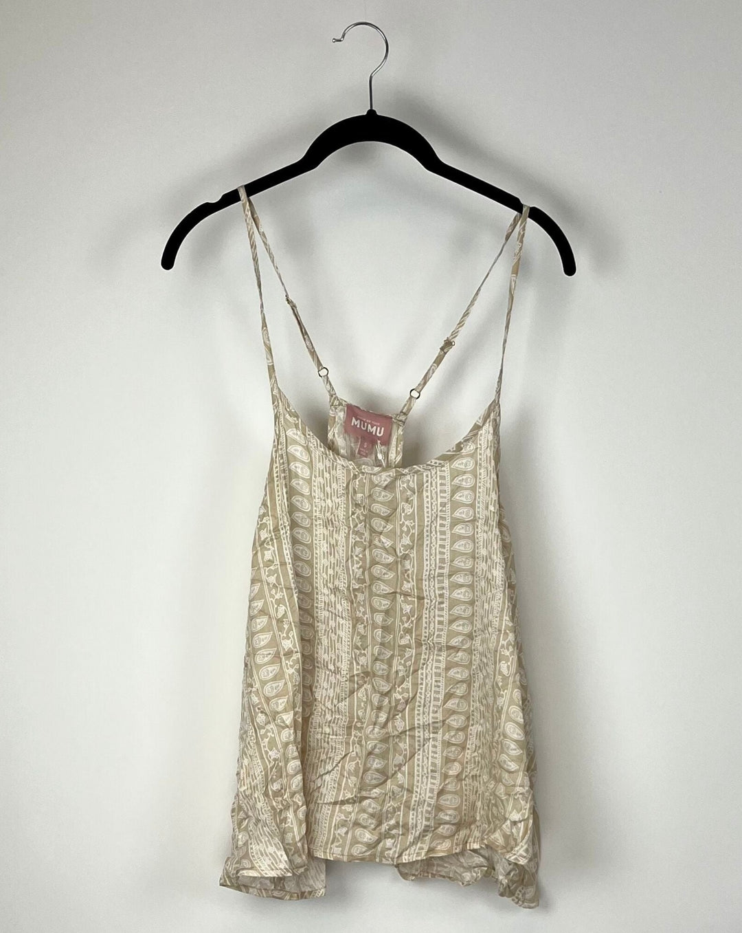 Beige Pattern Racer Back Flowy Tank - Small