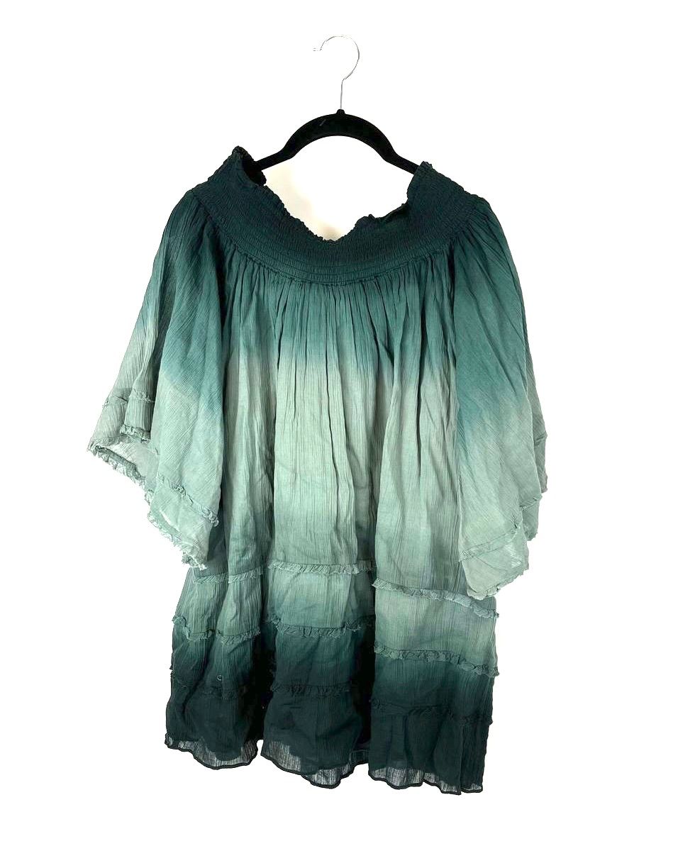 Green Ombré Off-The-Shoulder Dress - Small