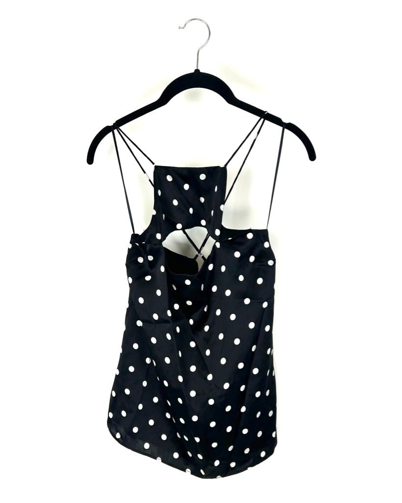 Black and White Polka Dot Halter Tank - Size 2-4