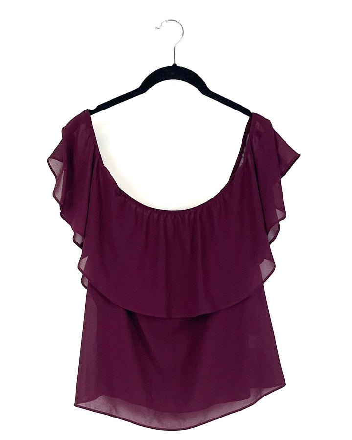 Burgundy Ruffle Top - Medium