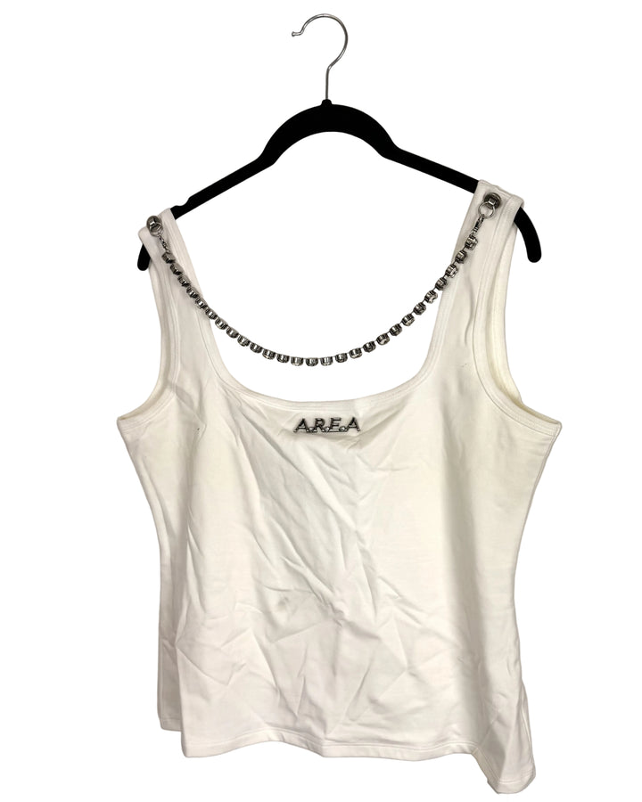 Cream Tank Top with Gem Chain- Size 10/12