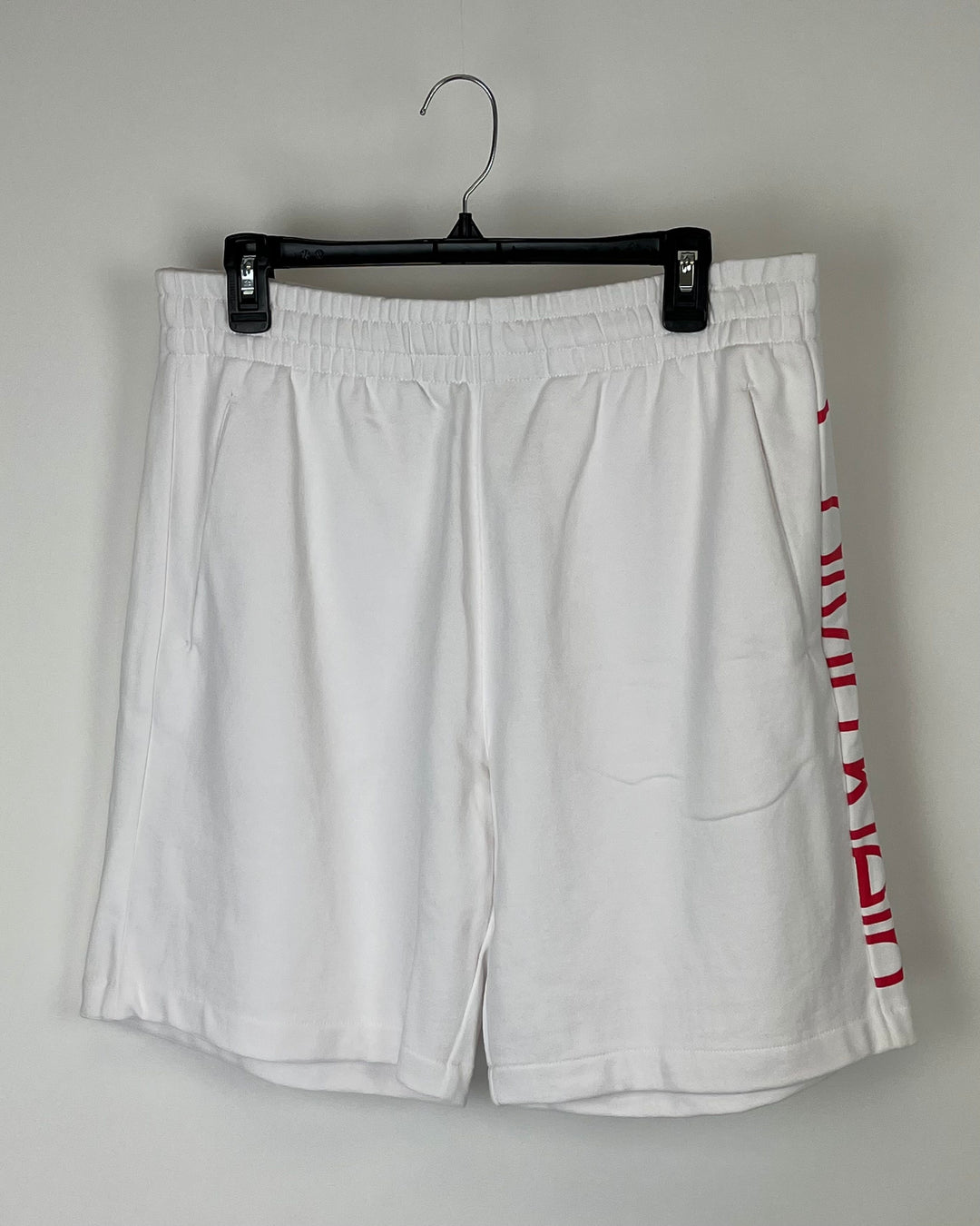 MENS White Shorts with Red Logo - Medium
