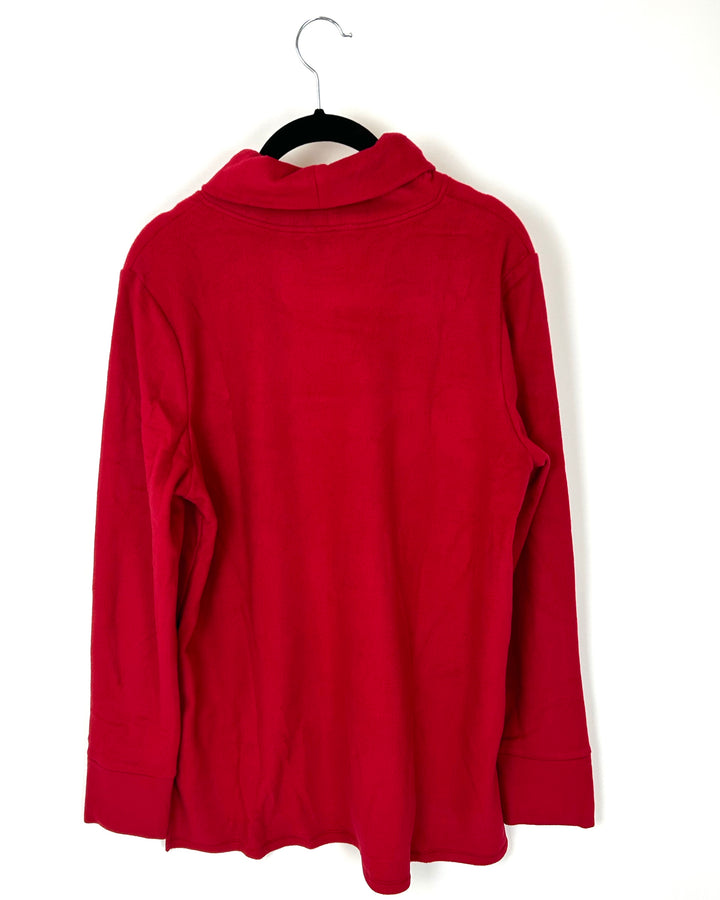 Red Fleece Long Sleeve Turtleneck Top - Size 10/12
