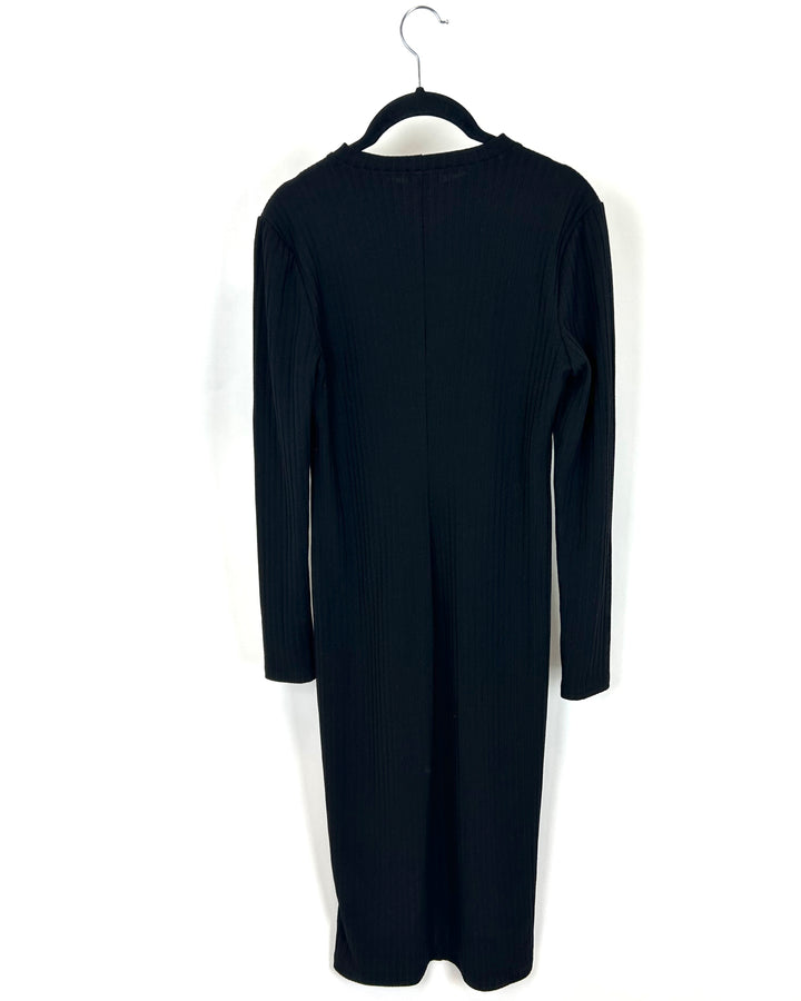 Black Ribbed Long Sleeve Dress - Size 6/8