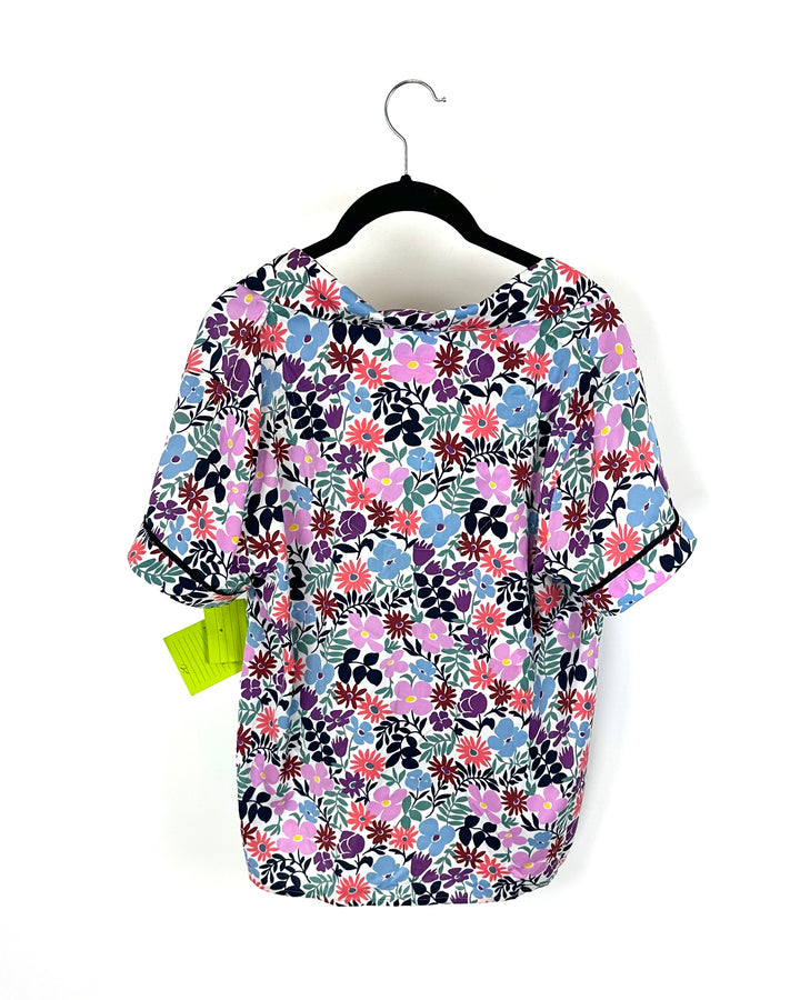 Floral Button Up Pajama Top - Size Small