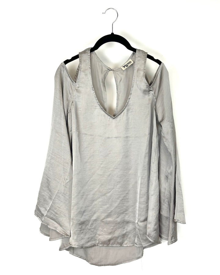 Gray Open Shoulder Shirt - Extra Small