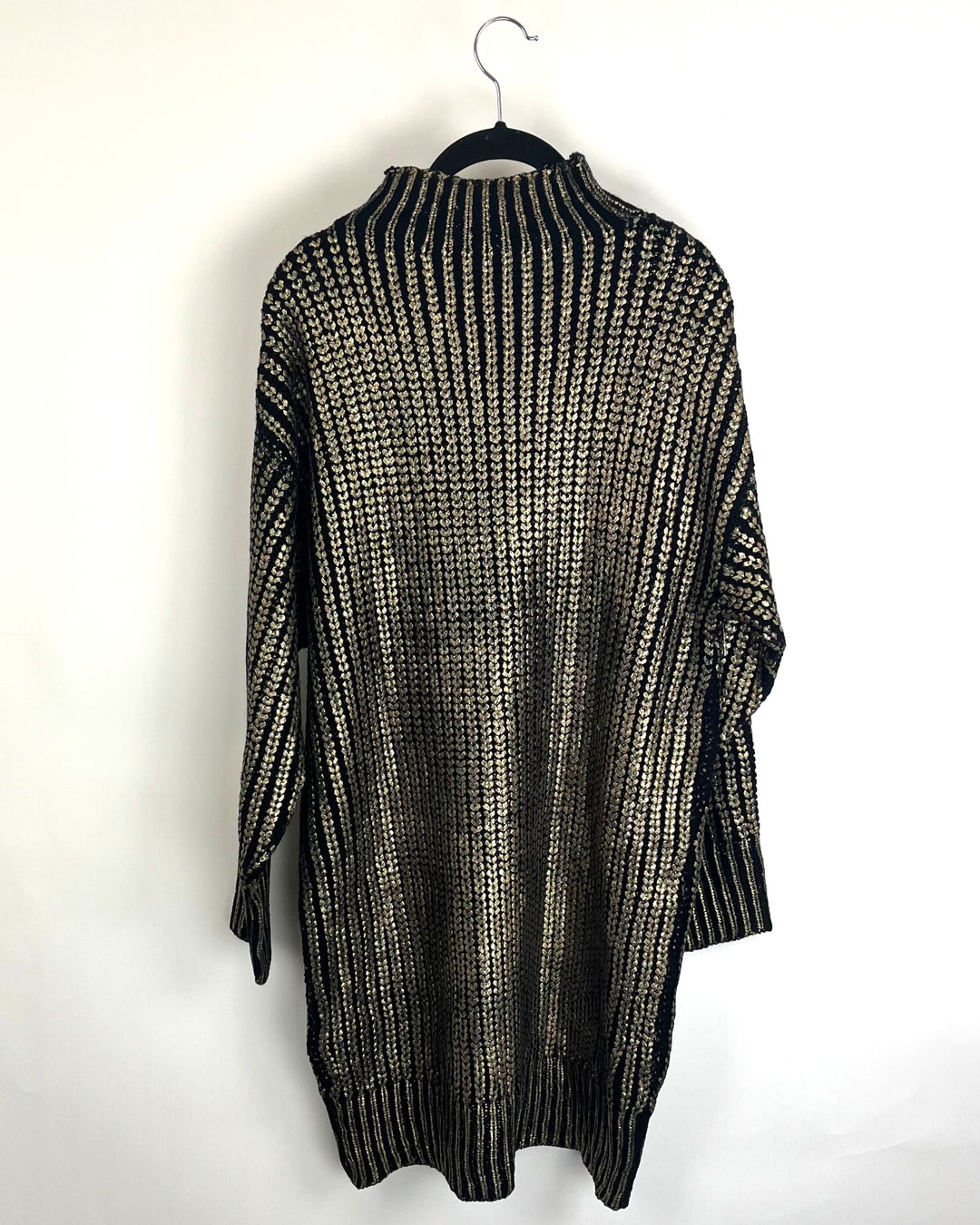 Gold and Black Crochet Sweater Dress - Size 6/8