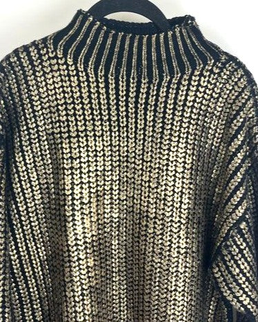 Gold and Black Crochet Sweater Dress - Size 6/8