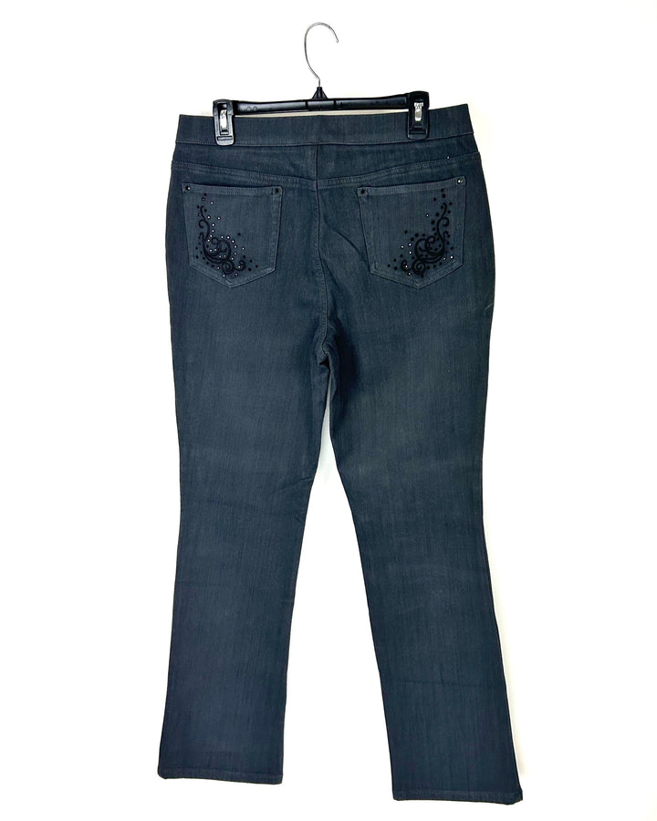 Gray Sequin Design Pants - Size 12