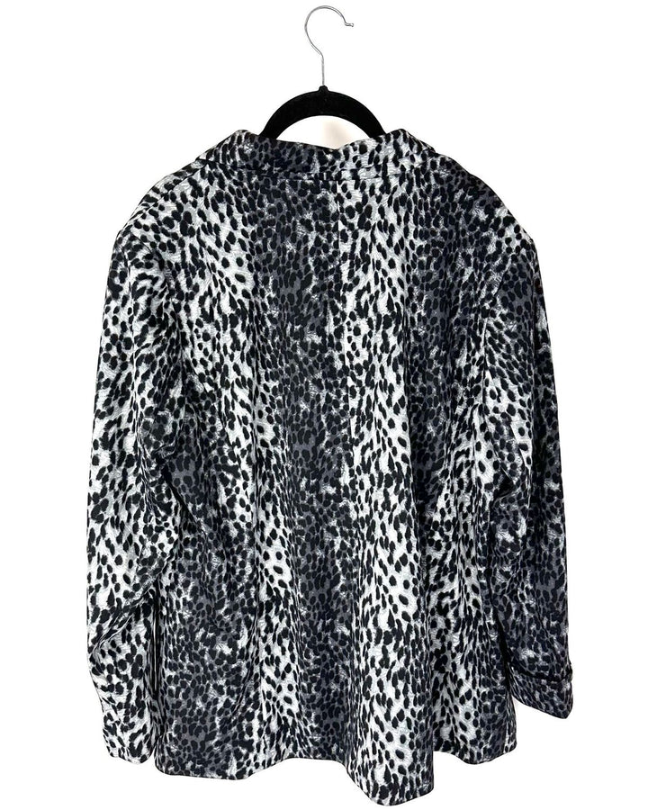 Gray Leopard Print Blazer - Size 14-16