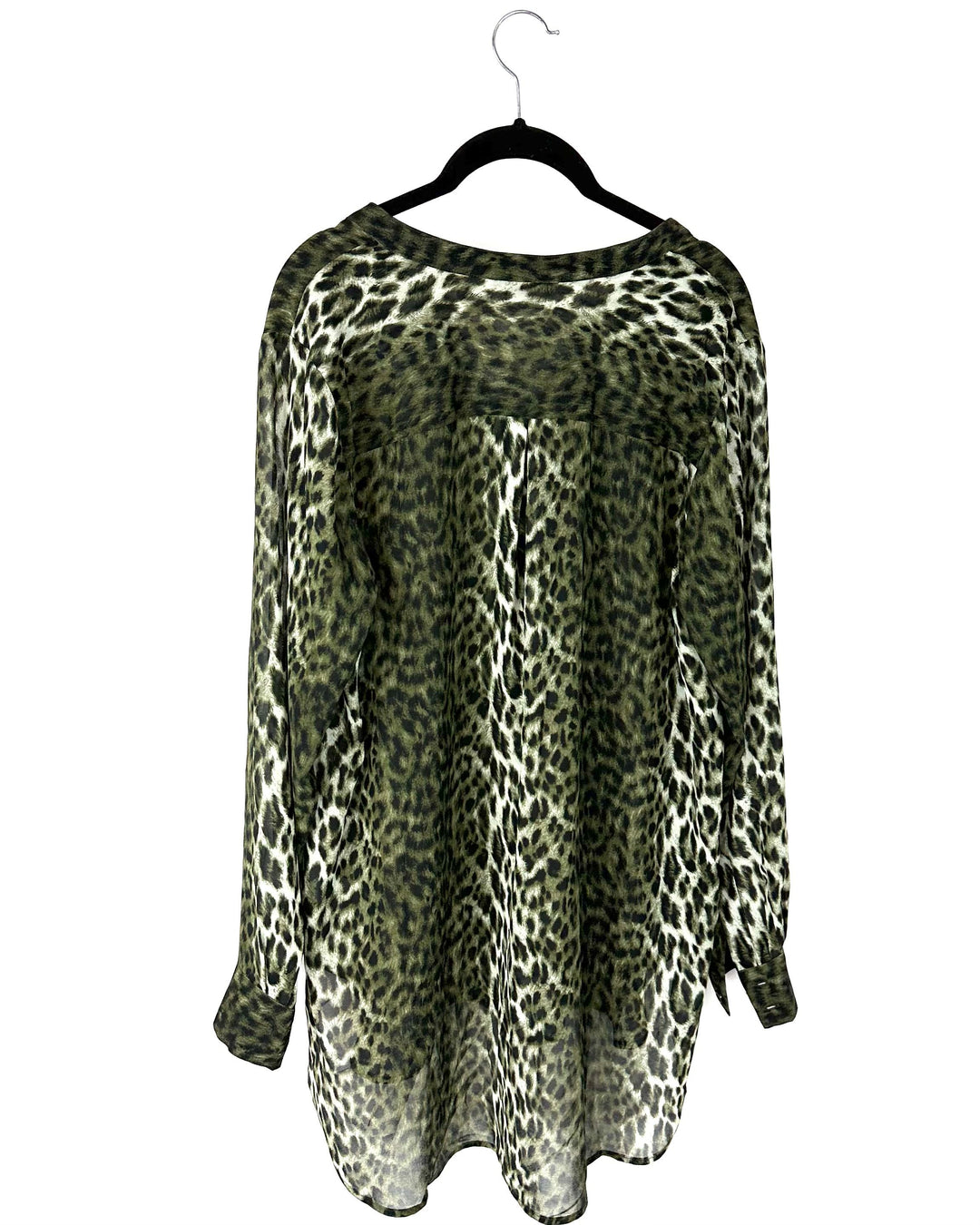 Green Leopard Print Flowy Blouse - Size 14-16