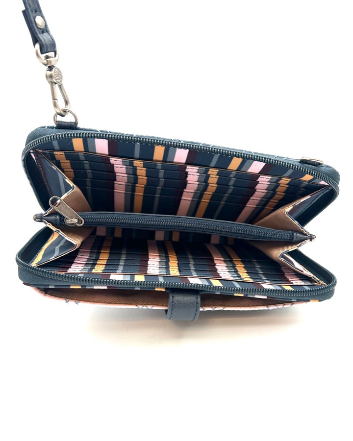 Blue Quilted Multicolor Crossbody Bag / Wristlet
