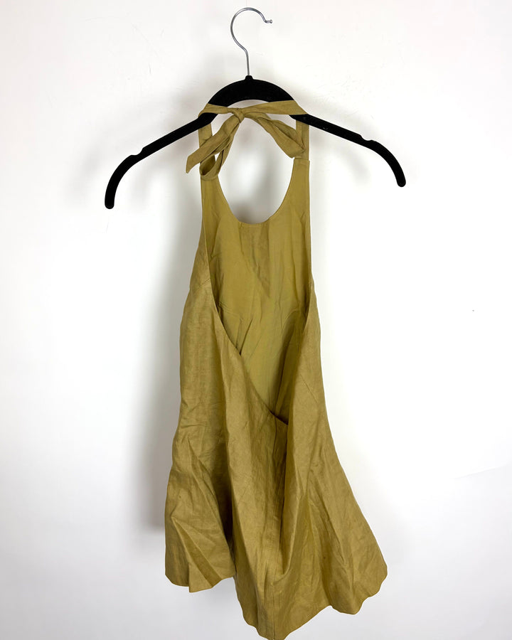 Olive Gold Halter Button Top - Size 4/6