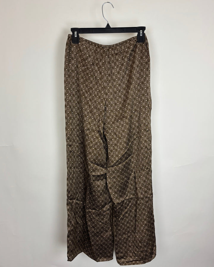 Brown Flowy Silk Pants - Size 0/2