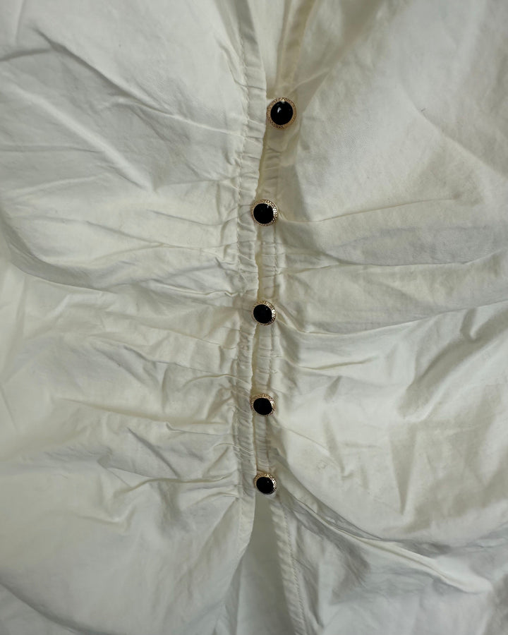 White V Neck Black Button Down - Size 0/2 2/4 6/8