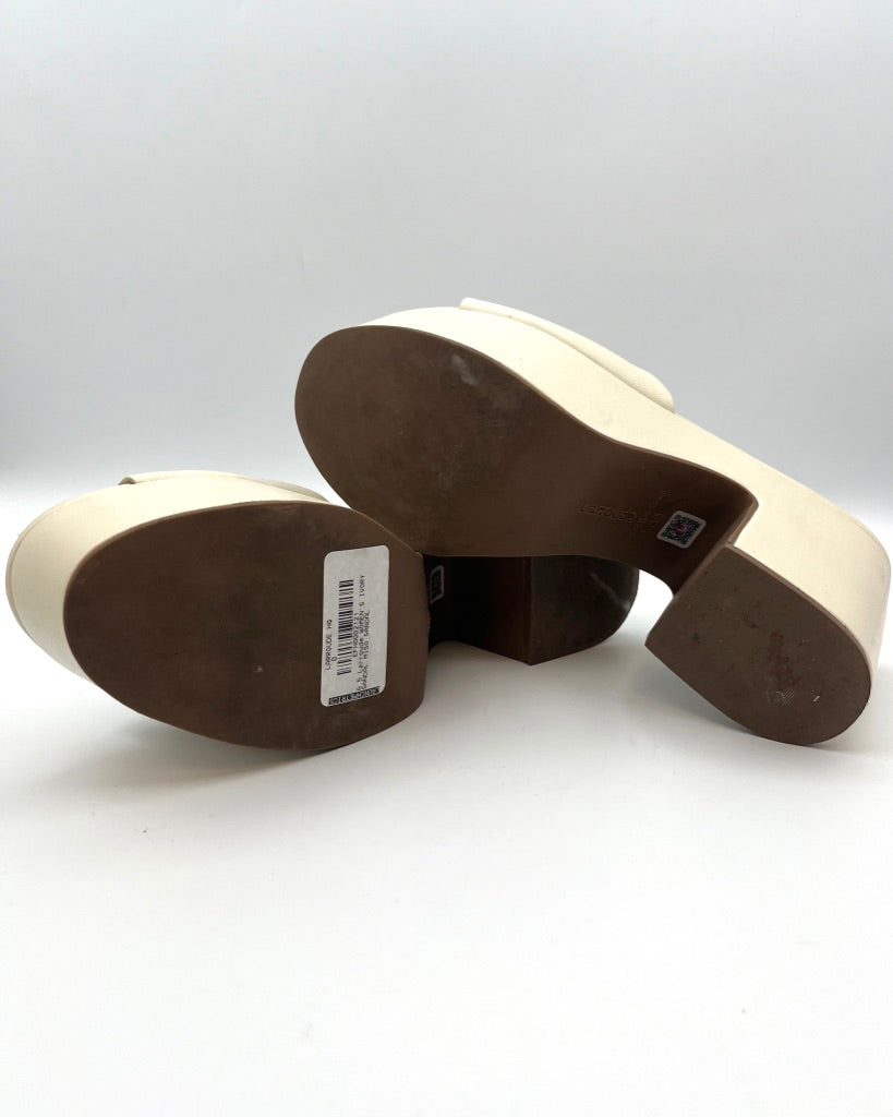 Cream Leather Platform Sandal - Size 6.5, 7, 9.5, and 10