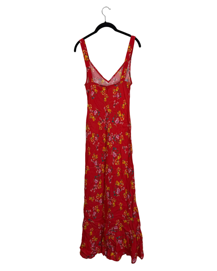 Red Summer Garden Floral Dress - Size 0/2