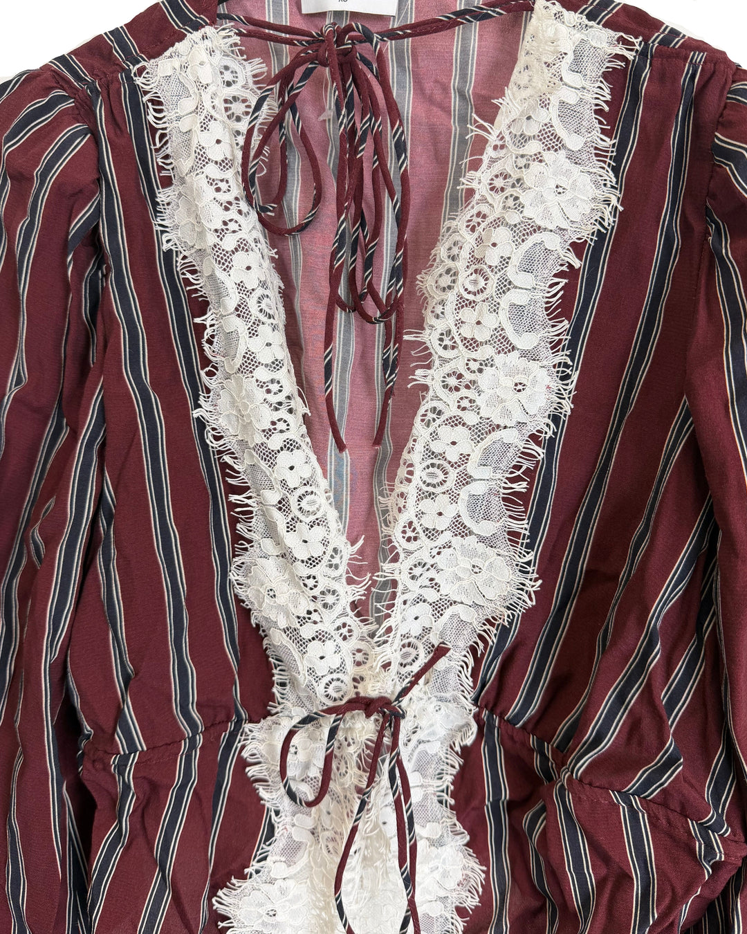 Burgundy and Navy Long Sleeve Top - Size 2/4