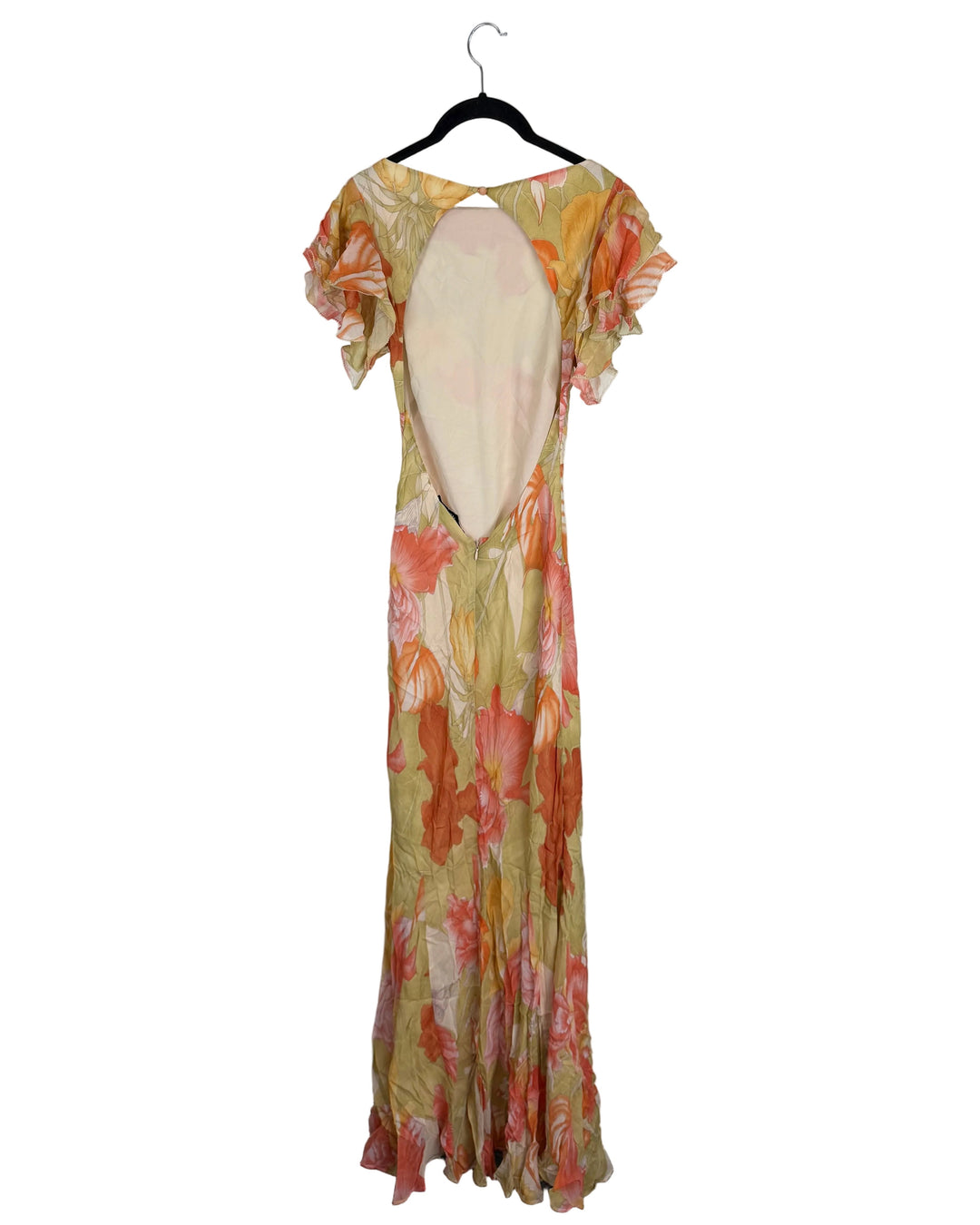 Green Floral Open Back Dress - Size 0/2 and 2/4